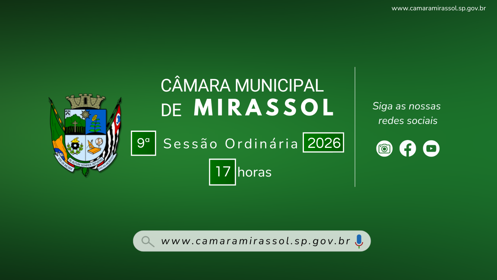 Pauta da 9ª Sessão Ordinária 2026 está disponível